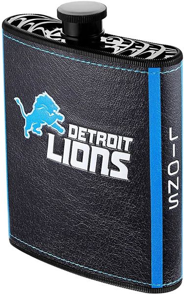 Detroit Lions NFL Plastic Hip Flask w/ Team Colors and Logo
