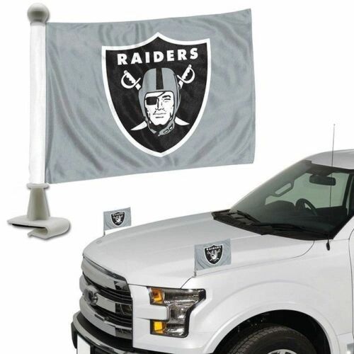 Oakland Raiders Team Logo Ambassador Car Flag Set NFL