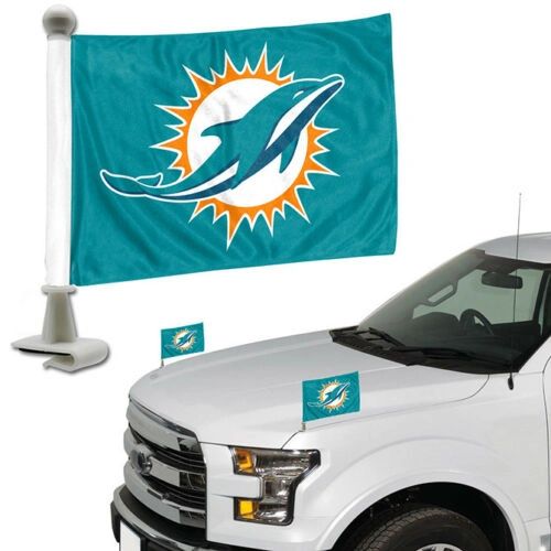 Miami Dolphins Team Logo Ambassador Car Flag Set NFL