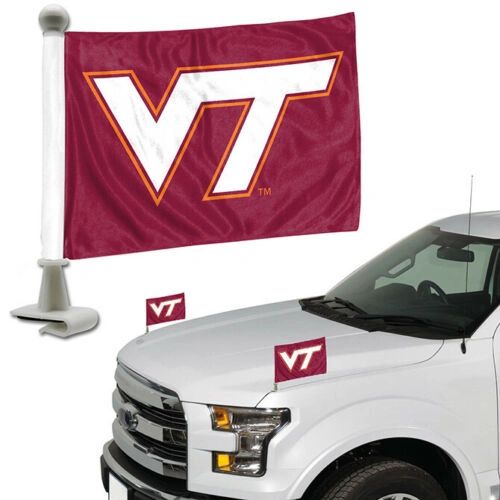 Virginia Tech Hookies Team Logo Ambassador Car Flag Set NCAA