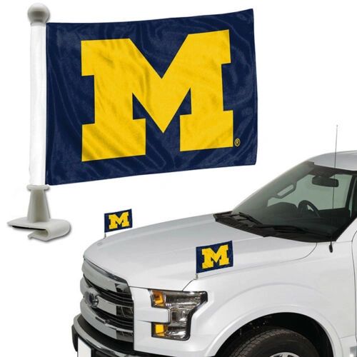 Michigan Wolverines Team Logo Ambassador Car Flag Set NCAA