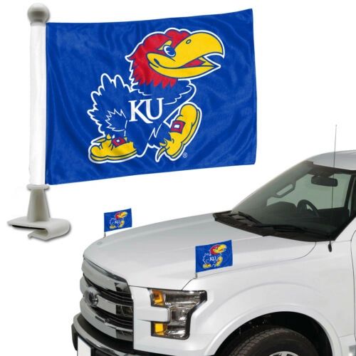 Kansas Jayhawks Team Logo Ambassador Car Flag Set NCAA