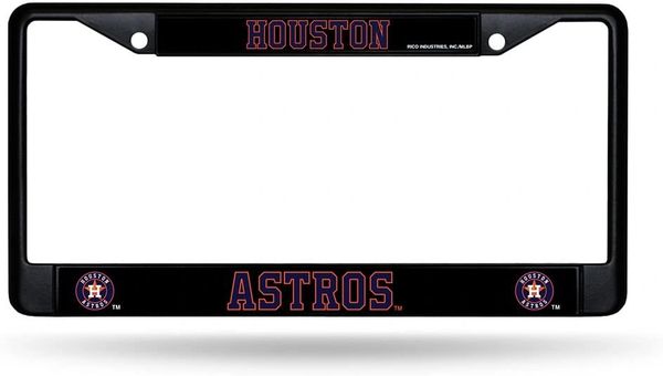 Houston Astros Black Chrome Metal License Plate Frame MLB