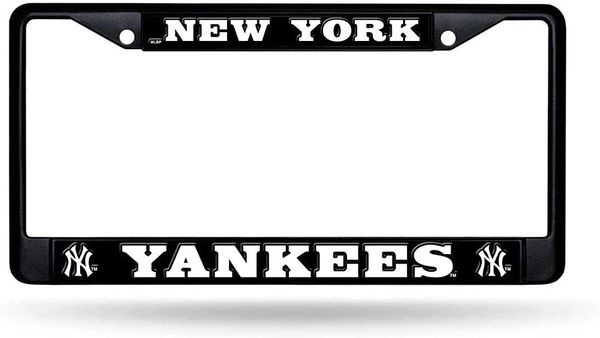 New York Yankees Black Chrome Metal License Plate Frame MLB