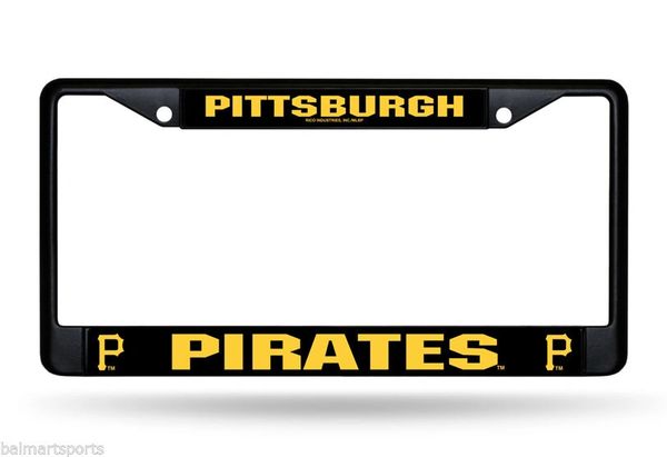 Pittsburgh Pirates Black Chrome Metal License Plate Frame MLB