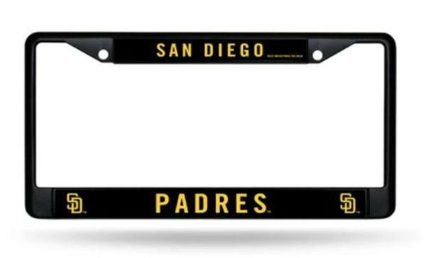 San Diego Padres Black Chrome Metal License Plate Frame MLB