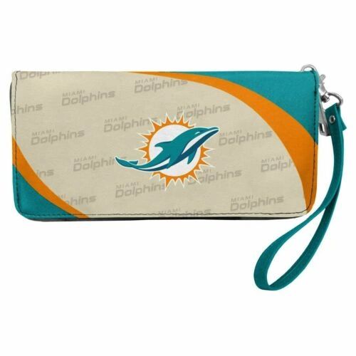 Miami Dolphins Team Logo Women's Zip Organizer Wristlet Wallet NFL