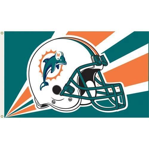Miami Dolphins Team Helmet Banner Flag 3'x5' NFL Licensed