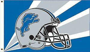 Detroit Lions Team Helmet Banner Flag 3'x5' NFL Licensed