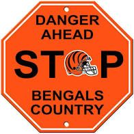 Cincinnati Bengals Acrylic Wall Stop Sign 12" x 12" NFL