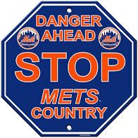 New York Mets Acrylic Wall Stop Sign 12" x 12" MLB Licensed