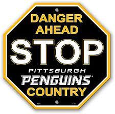 Pittsburgh Penguins Acrylic Wall Stop Sign 12" x 12" NHL Licensed