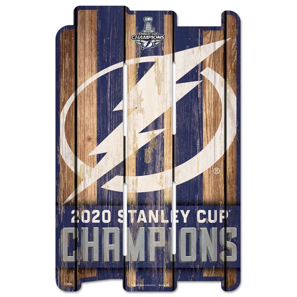 Tampa Bay Lightning 2020 Stanley Cup Champions "Wood Fence Like" Wall Sign