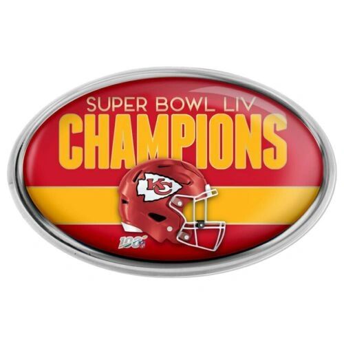 Kansas City Chiefs Super Bowl LIV Champions Chrome Metal Emblem NFL Licensed
