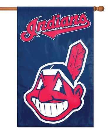 Cleveland Indians Wahoo 2 Sided Embroidered Vertical House - Wall Flag 28" x 44" MLB
