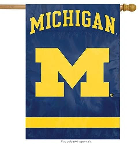 Michigan Wolverines House Flag 2 Sided Embroidered Vertical - Wall Bannner
