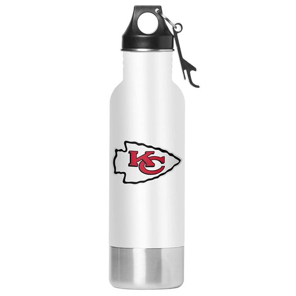 Kansas City Chiefs Team Logo Stainless Steel Bottle Chiller, White 14oz