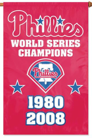 Philadelphia Phillies Embroidered - Championships Wall Flag 2 Sided