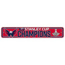 Washington Capitals Stanley Cup Champions Acrylic Wall Street Sign 4" x 24" NHL Licensed
