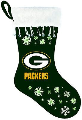 Green Bay Packers Team Logo Christmas Stocking w/Bells