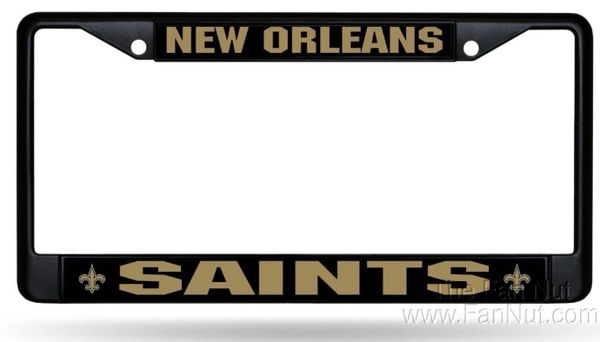 New Orleans Saints BLACK Chrome Metal License Plate Frame Custom NFL Licensed