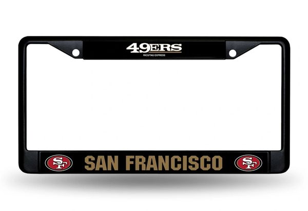 San Francisco 49ers BLACK Chrome Metal License Plate Frame Custom NFL Licensed