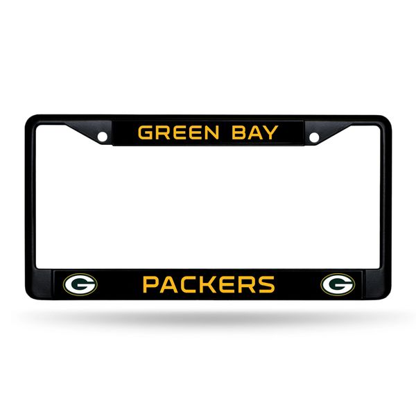Green Bay Packers BLACK Chrome Metal License Plate Frame NFL Licensed