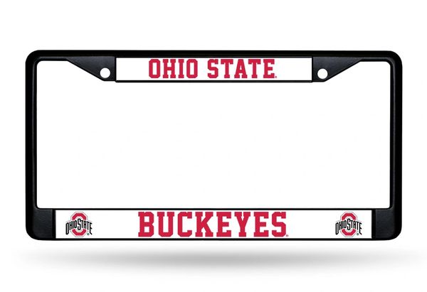 Ohio State Buckeyes BLACK Chrome Metal License Plate Frame NCAA