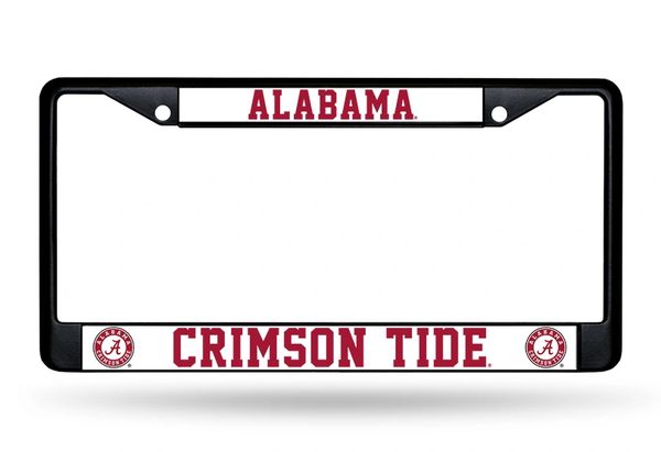 Alabama Crimson Tide BLACK Chrome Metal License Plate Frame NCAA