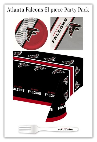 Atlanta Falcons 61 Piece Party Pack Paper Plates Napkins Forks and Tablecloth Partyware