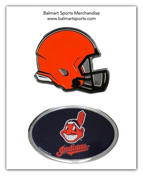 Cleveland Browns and Indians Chrome Metal Emblem NFL & MLB Licensed