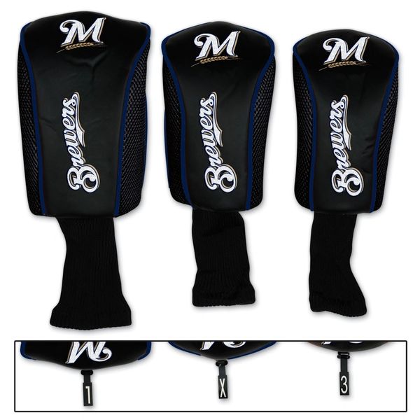Milwaukee Brewers Golf Club Covers Headcovers 3 pack MLB Licensed