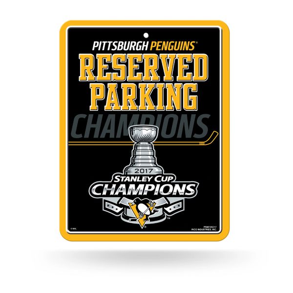 Pittsburgh Penguins 2017 Stanley Cup Champions Metal Reserved Parking Sign NHL