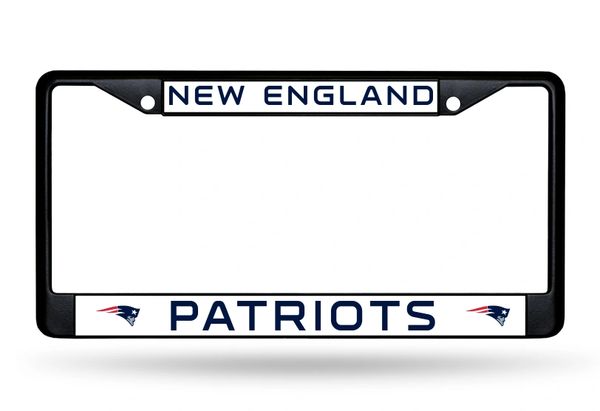 New England Patriots BLACK Chrome Metal License Plate Frame NFL