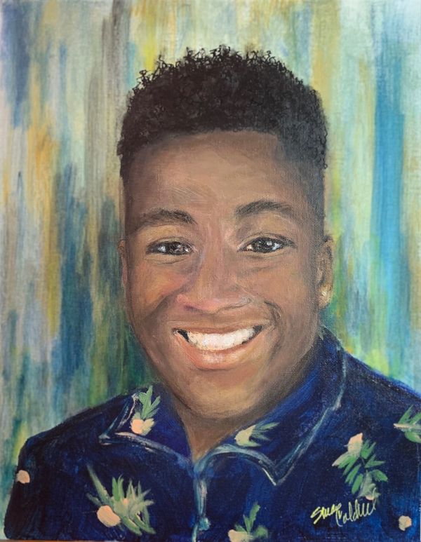 portrait of a young African American man portrait by Susan Caldwell