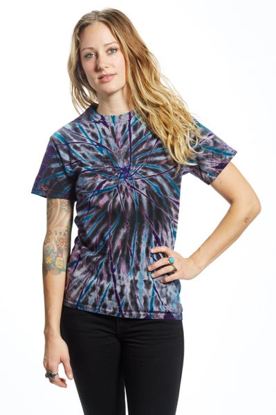 Oracle Tee - Black with Violet and Cobalt | Sew It Seams Tie Dye