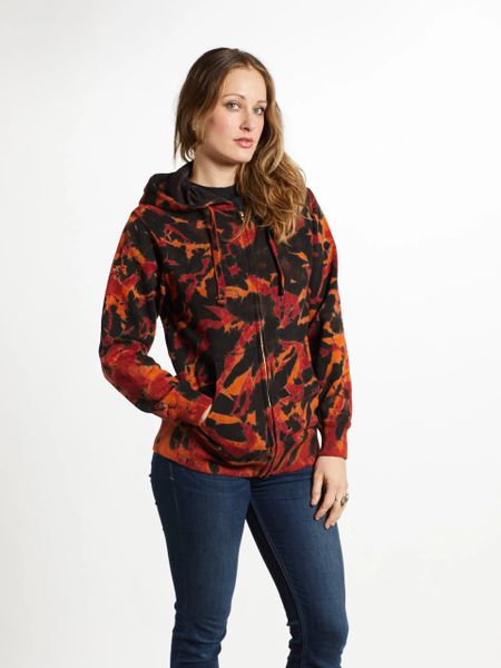 Zip Hoody - Black with Red and Orange | Sew It Seams Tie Dye