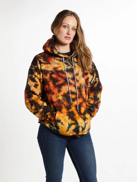 Black Bleach Tie Dye Hoodie Medium / Orange / Black