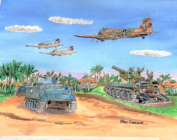 Thank You Spookys Douglas Ac 47 Spooky Watercolor Art Print Puff The Magic Dragon Vietnam War