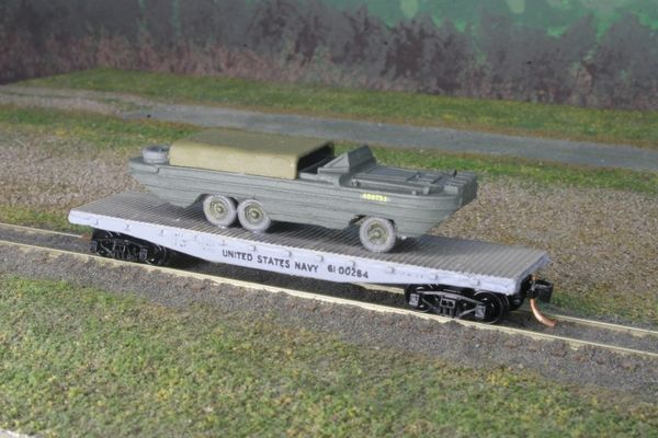 USMC DCKW on US Navy Flatcar