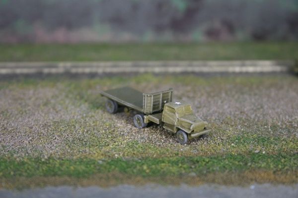 US Army Chevrolet 1 1/2 Ton Semi Tractor and 5 Ton Flatbed Trailer