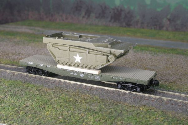 LVT-4 AMTRAC on US Army Transportation Corp Flat Car