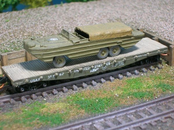 DUKW (Duck) on US Army Transportation Corp Flat Car