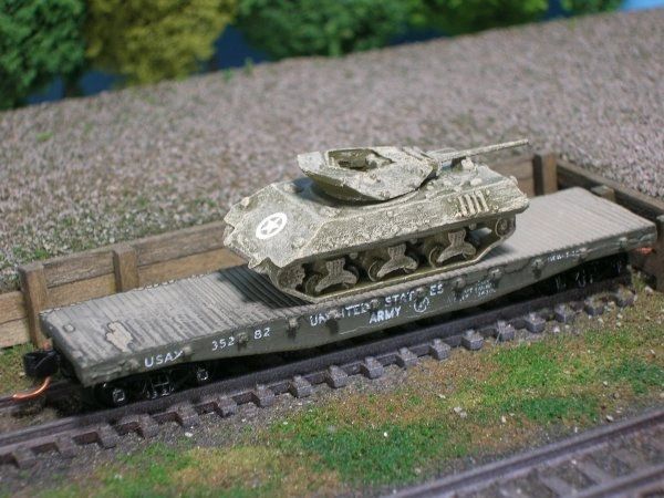 M10 Wolverine Tank Destroyer on US Army Transportation Corp Flat Car