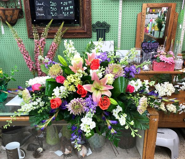 Garden Half Casket | Manistique Florist |Manistique MI |FLOWER SHOP AT ...