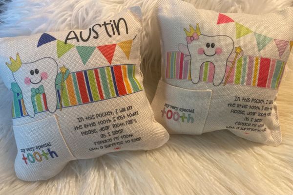 Tooth Fairy Pillow 8x8, Boy or Girl.. Homemade