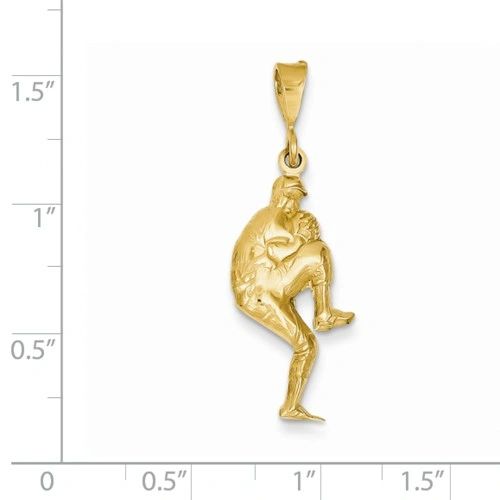 14K Yellow Gold Ball Pitcher Pendant - Baseball | Midwest Family Jewelry