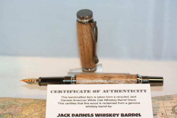 Atracia Fountain Pen - Jack Daniels Whiskey - Pen - Whiskey Barrel - Pen - Wood Pen - Writing - Desk Pen - Gunmetal & Chrome - Handcrafted