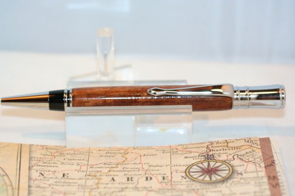 Executive Pen - Handcrafted Wooden Pen - MyrtleWood - Twist Pen - Handmade - Gift - Journal Writing - Ballpoint Pen - Executive Gift - Writing Instrument - Chrome