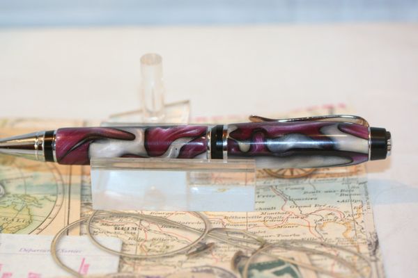 Cigar Pen - Acrylic Pen - Purple Passion Acrylic - Pen - Twist Pen - Ballpoint - Journal Writing - Gifts - Desk - Handmade - Ink - Chrome